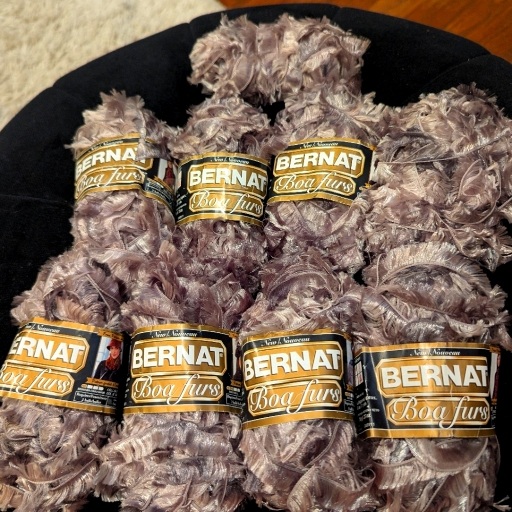 Bernat Boa Furs yarn Lot 8 Skiens Plus Partial Color -Chinchilla/Taupe